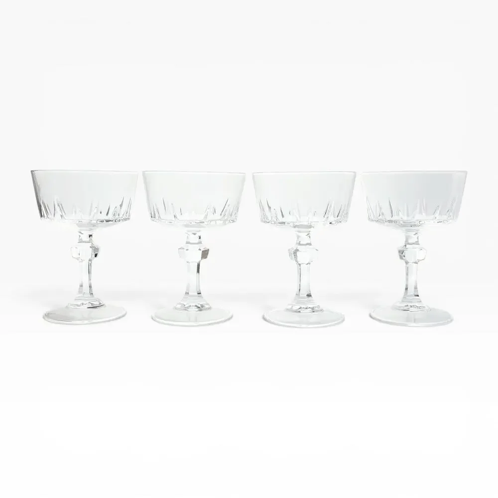 Princess House “Esprit” Set of 4 Champagne Coupe Glasses 5 1/4” 8oz